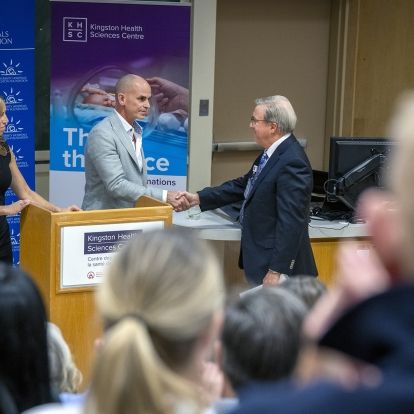 Dr. Pichora thanks the Patry family