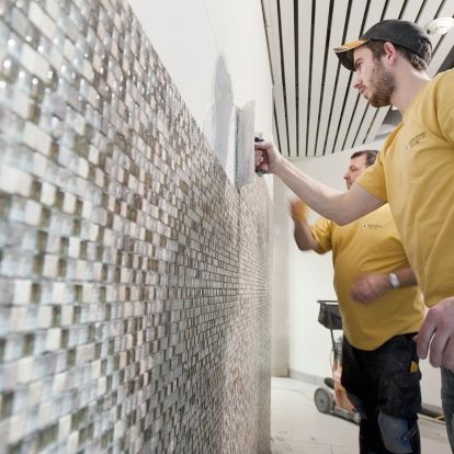 Renovated lobby near completion