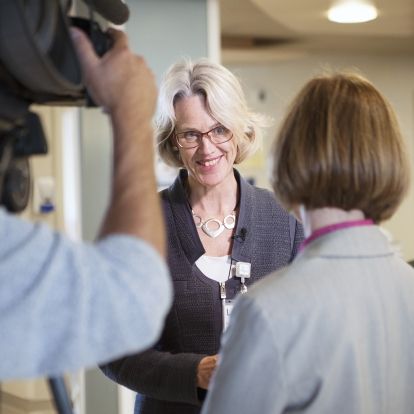 KGH President and CEO is interviewed by a CBC crew from New Brunswick reporting on the advances made in patient and family centred care at KGH.