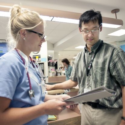 Jenilee Feddema, RN, and Dr. Albert Jin in our Emergency Department where specialized stroke care often begins for patients.