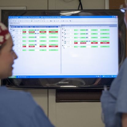 KGH staff looking at a monitor with SmartTrack system