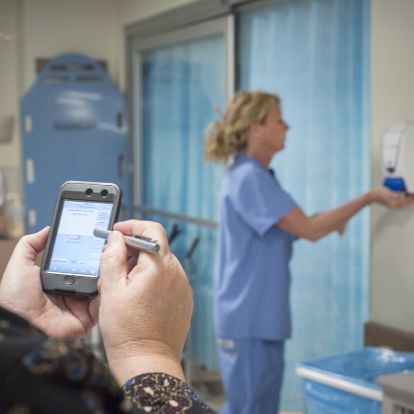 An auditor in our Emergency Department keeps an eye on staff hand hygiene practices. Hand hygiene is one of the keys to controlling the spread of infections such as C. difficile.