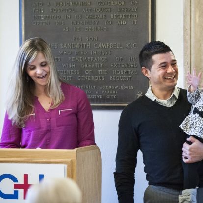 Former patient Mya and her parents Amy and Chris Healey helped launch this year's Teddy Bear campaign. Mya spent 22 days in our Neonatal Intensive Care Unit after she was born prematurely.