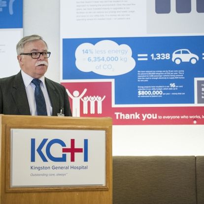 Director of Facilities Allan McLuskie speaks during the media event