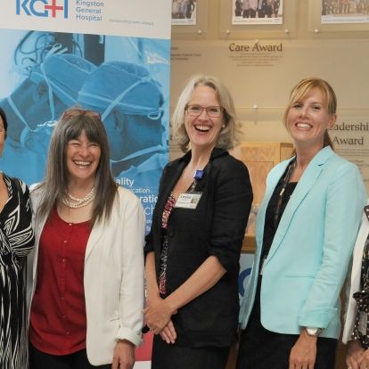 From left: Donna Segal, chair of the South East Local Health Integration Network, Sophie Kiwala MPP for Kingston and the Islands, Leslee Thompson President and CEO at Kingston General Hospital, Krista Wells Pearce director of redevelopment and planning at Hotel Dieu and Cathy Szabo, president and CEO of Providence Care