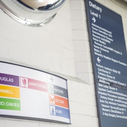 KGH's new colourful wayfinding signs are replacing the old gray and white ones