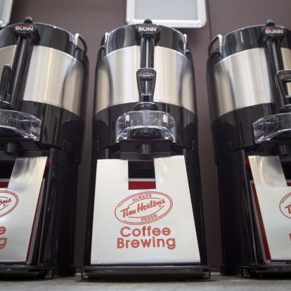 Tim Hortons coffee, tea and capuccino is now served in the Burr wing