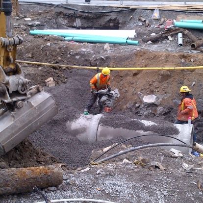 Construction crews will soon be digging deep on George Street, just like they did on Princess Street last summer (above) to replace all of the aging infrastructure under the asphalt.