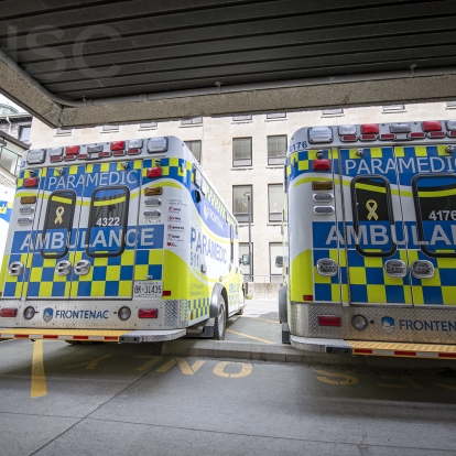 Ambulances offload patients at the KGH Emergency Department