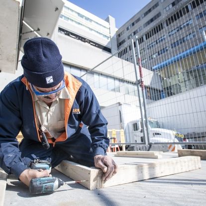 carpenter working on buidling ramp