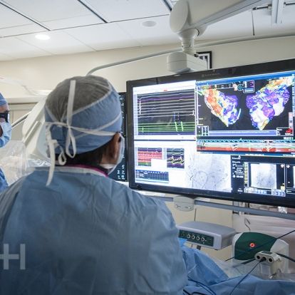 Dr. Ben Glover uses KGH’s new Ensite Precision cardiac mapping system during a cardiac ablation procedure in our electrophysiology laboratory.