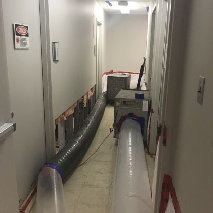 hoses and fans drying out clinic