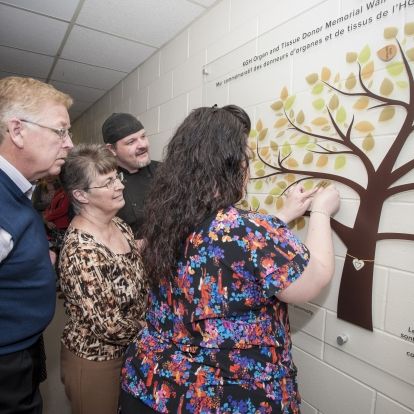 Families of organ donors are invited back to the KGH site to place the name of their loved one a memorial wall