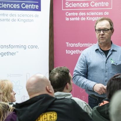 Heart transplant recipient Donnie Brinklow shares his story and expresses his gratitude to the crowd