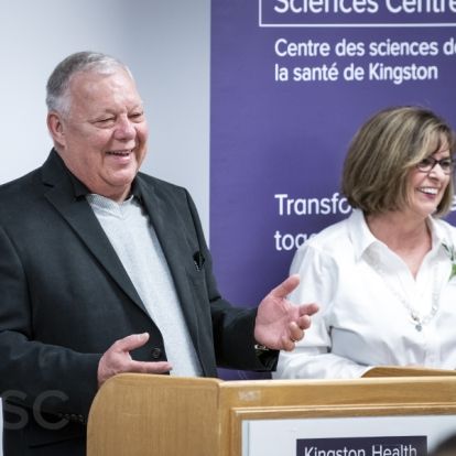 Jim and Judy Kirkpatrick spoke to the crowd about the impact the living kidney donor program has had on their lives. Jim, the recipient, was able to avoid going on dialysis as a result of his wife's donation.