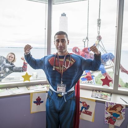 Staff on the pediatrics unit at the KGH site join in the fun and show their superhero colours.