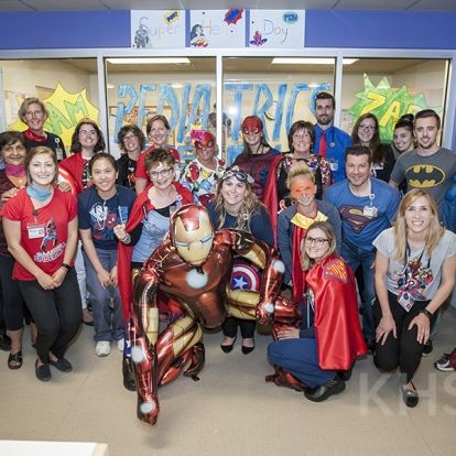 Staff on the pediatrics unit at the KGH site join in the fun and show their superhero colours.