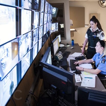 Kaylee McIntee and Jozanne Middleton in the Security Operations Centre at our KGH site