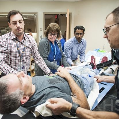 KHSC staff and physicians along with Frontenac Paramedic Services participate in an EVT simulation case