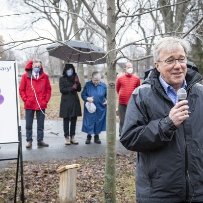 KHSC President and CEO Dr. David Pichora speaking during the event.