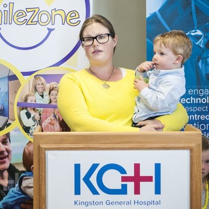 Patient speaking about the benefits of the Smilezone at KGH in the Cancer Centre.