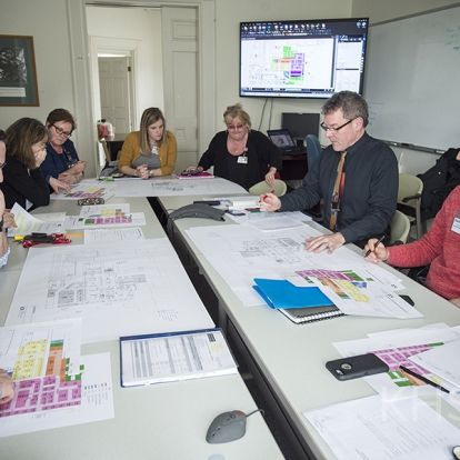 The Emergency Department working group studies plans for their new space