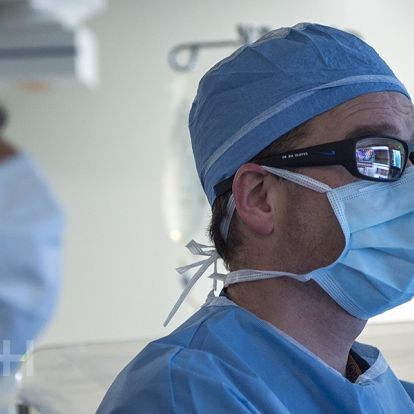 Dr. Ben Glover (R) uses KGH’s new Ensite Precision cardiac mapping system during a cardiac ablation procedure in our electrophysiology laboratory.