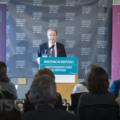 KHCS President and CEO, Dr. David Pichora speaks to the media and guests about the benefits of redevelopment for our community.