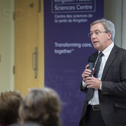 KHSC President and CEO, Dr. David Pichora speaking to staff on Tuesday, November 20, 2018.