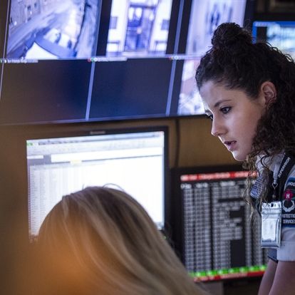 Jozanne Middleton reviews security camera footage in the Security Operations Centre at our KGH site