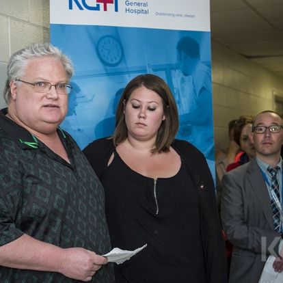 The Gallina speak during the unveiling of the new Organ and Tissue Donation Memorial wall