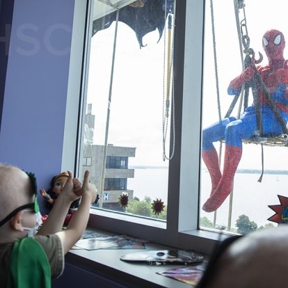 Superheroes visit the KGH site at Kingstion Health Sciences Centre in Kingston Ontario.