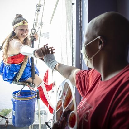 Superheroes visit the KGH site at Kingstion Health Sciences Centre in Kingston Ontario.