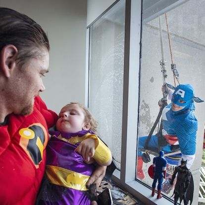 Superheroes visit the KGH site at Kingstion Health Sciences Centre in Kingston Ontario.