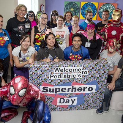 Superheroes visit the KGH site at Kingstion Health Sciences Centre in Kingston Ontario.