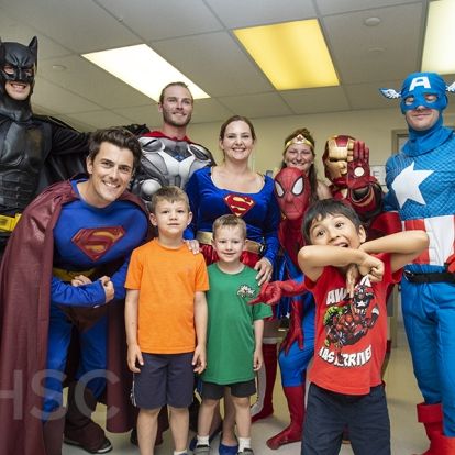 Superheroes visit the KGH site at Kingstion Health Sciences Centre in Kingston Ontario.