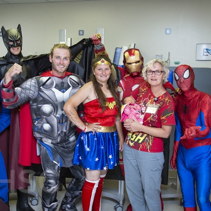 Superheroes visit the KGH site at Kingstion Health Sciences Centre in Kingston Ontario.