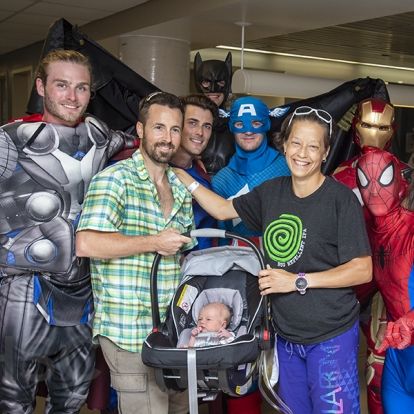 Superheroes visit the KGH site at Kingstion Health Sciences Centre in Kingston Ontario.