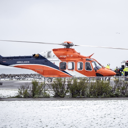 An Orgne air ambulance arrives at our KGH site