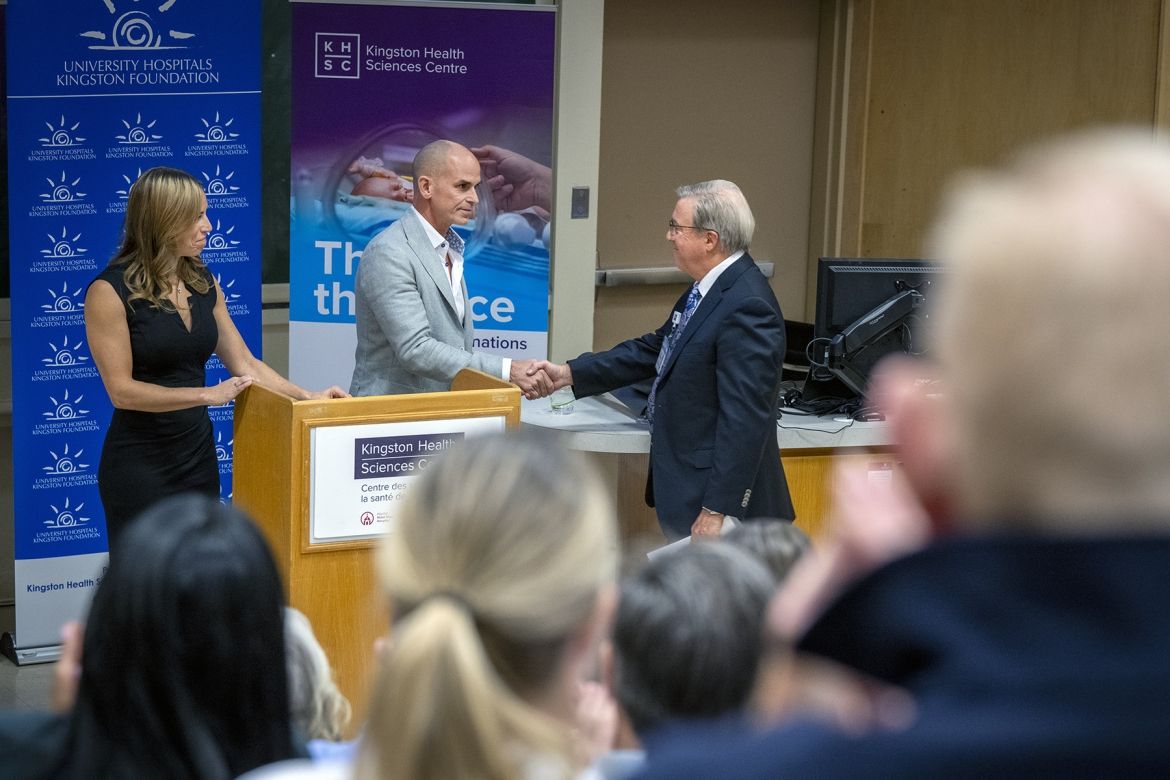 Dr. Pichora thanks the Patry family