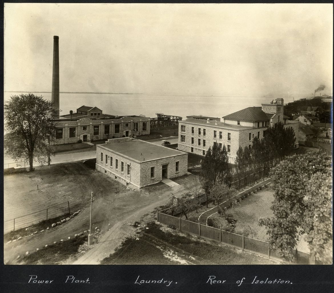 Photo showing the Laundry, Isolation Hospital and Power Plant at KGH - 1930's