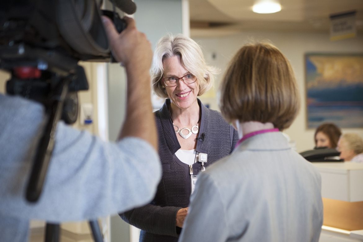 KGH President and CEO is interviewed by a CBC crew from New Brunswick reporting on the advances made in patient and family centred care at KGH.