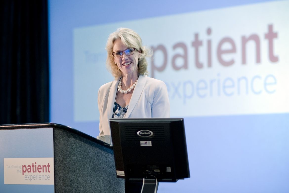 KGH President & CEO addresses delegates at the KGHConnect 2013 Knowledge Exchange: Transforming the Patient Experience event after the keynote address. The event was hosted by Kingston General Hospital in Kingston, Ontario, Canada.