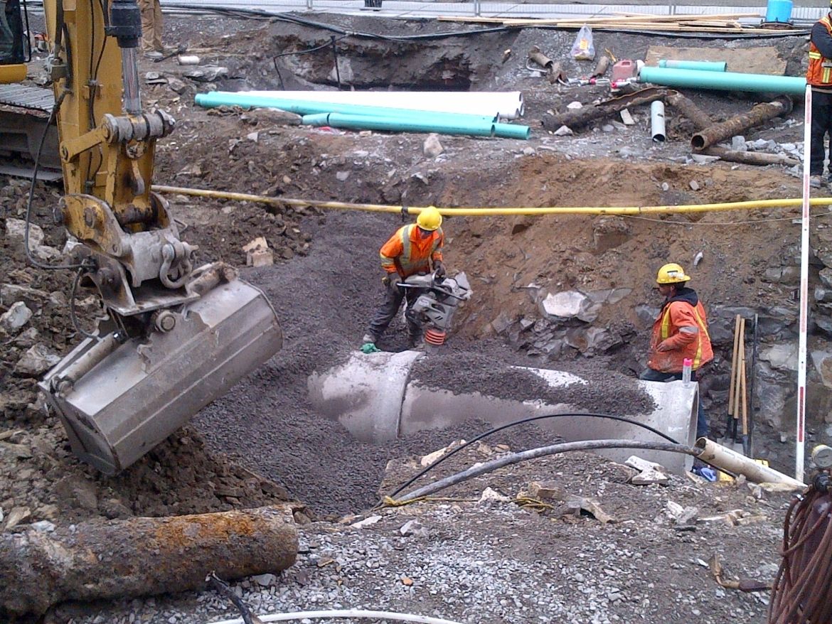 Construction crews will soon be digging deep on George Street, just like they did on Princess Street last summer (above) to replace all of the aging infrastructure under the asphalt.