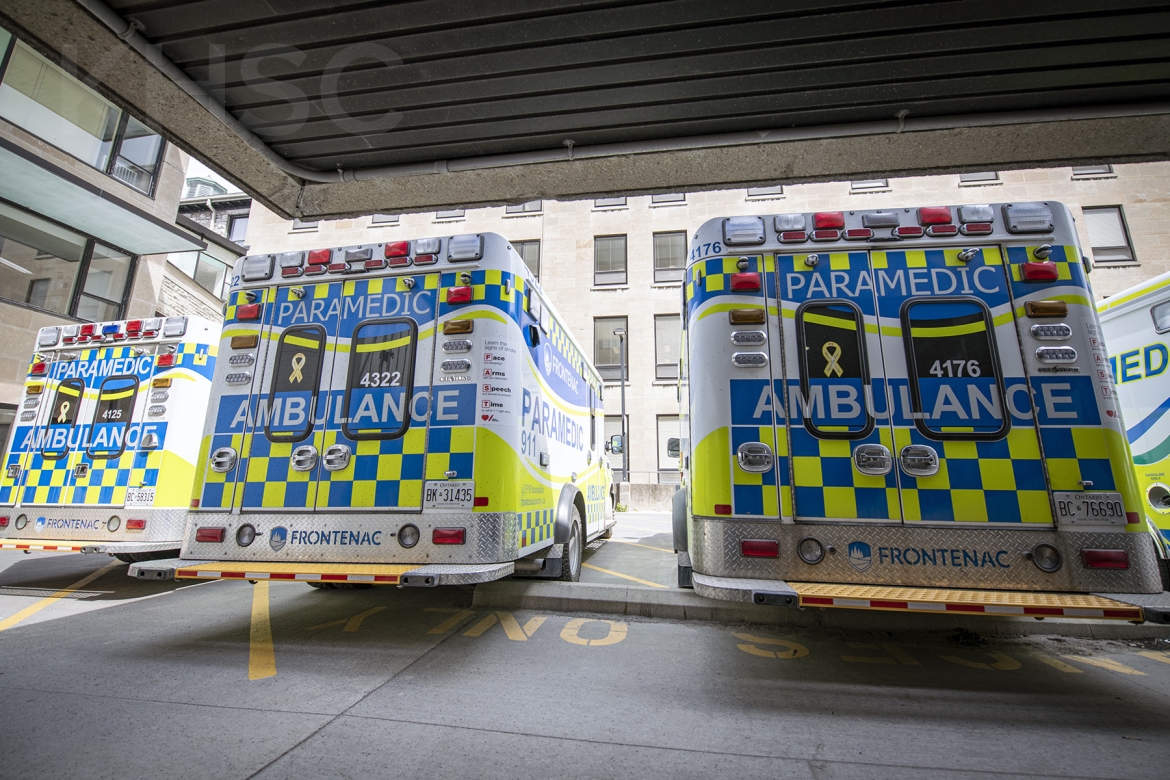 Ambulances offload patients at the KGH Emergency Department