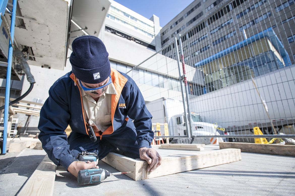 carpenter working on buidling ramp