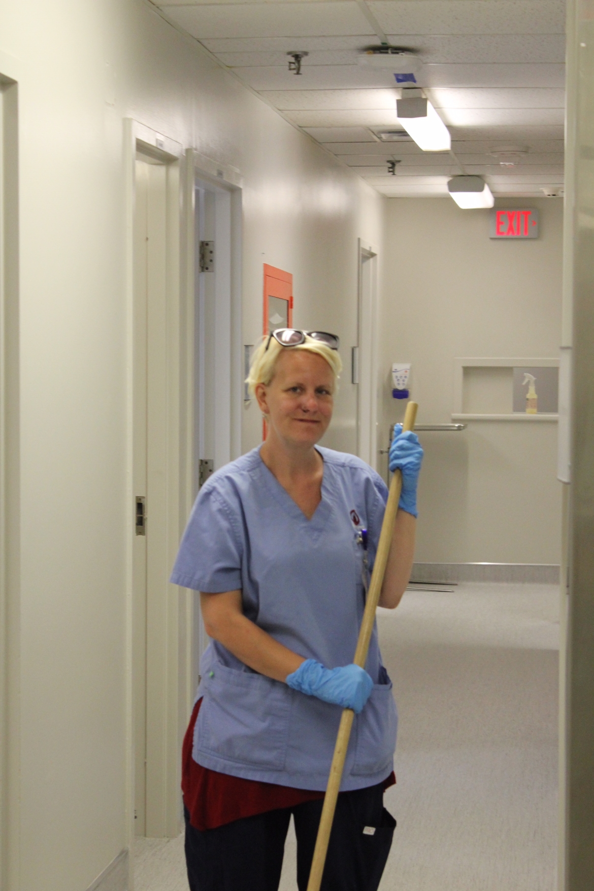 Environmental Services staff doing final deep clean