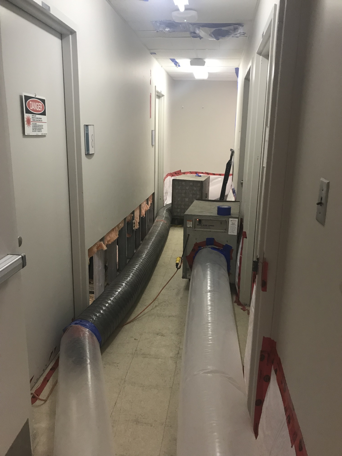 hoses and fans drying out clinic