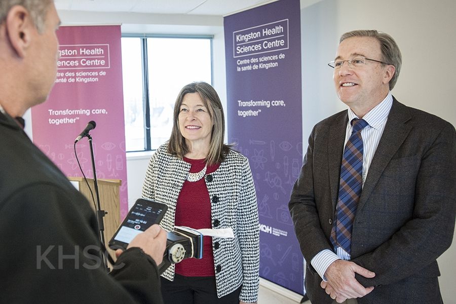 MPP Kiwala and KHSC President and CEO Dr. David Pichora speak to the media after the announcement