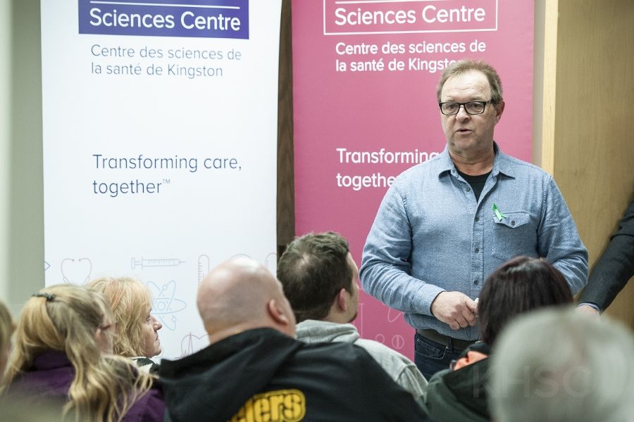 Heart transplant recipient Donnie Brinklow shares his story and expresses his gratitude to the crowd